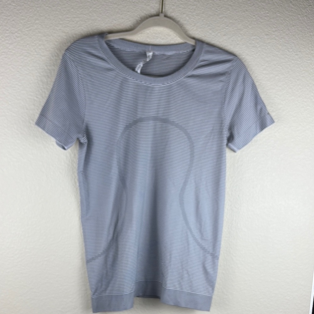 lululemon athletica Women's Striped Short Sleeve Tee - Black and White Size 6